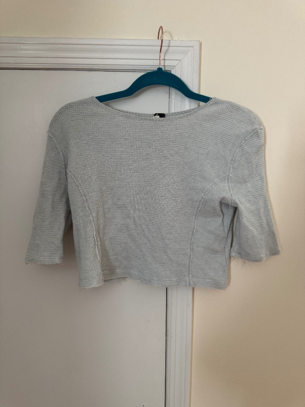 Free People Cropped Short-Sleeve Waffle Top